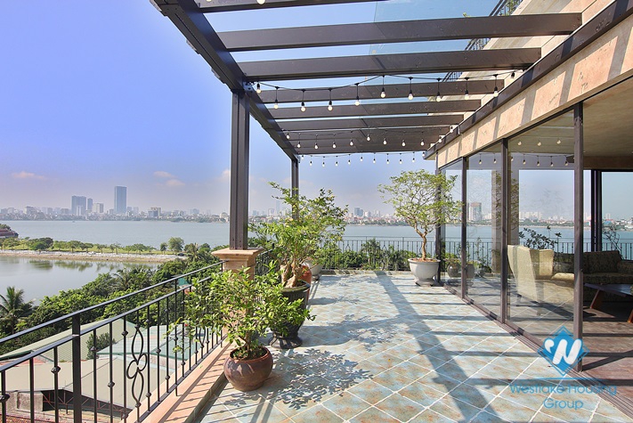 A Elegant and Modern 03 Bedrooms Duplex with lakeview for rent in Dang Thai Mai st, Tay Ho area.